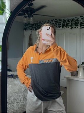 Tennessee Colorblock Quarter-Zip Pullover - Orange & Charcoal